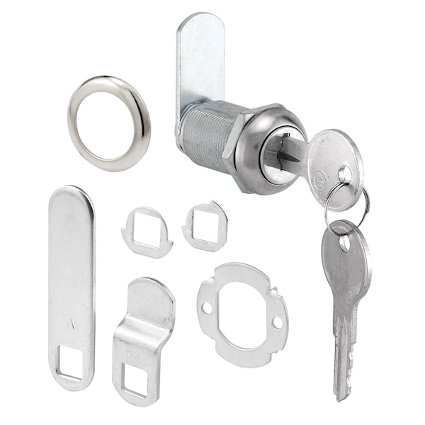 Prime-Line Drawer and Cabinet Lock, 1-1/8 in., Diecast, Stainless Steel, 13/16 in U 9945 - main
